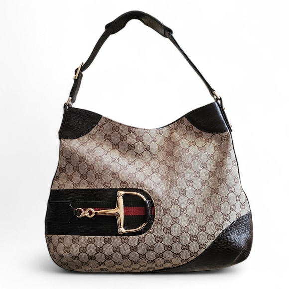 Gucci Handbags - Gucci GG Hasler Horsebit Brown Monogram Hobo Bag